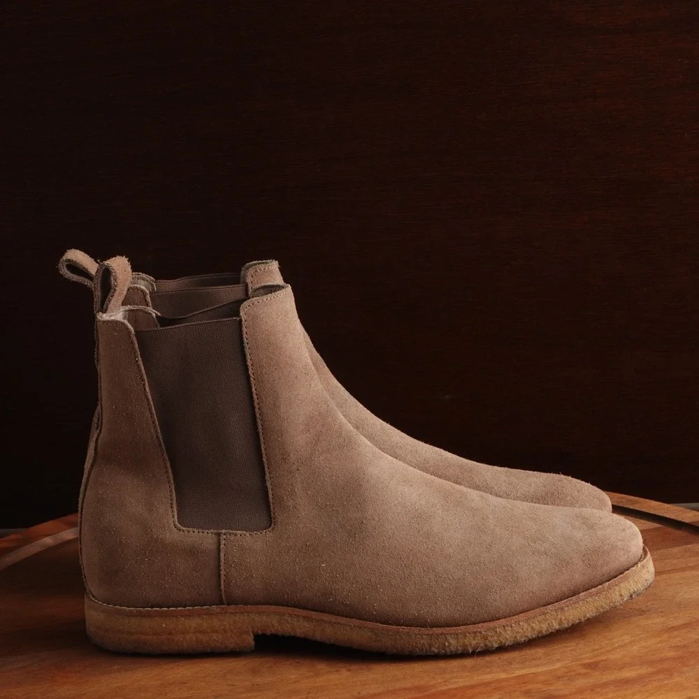 AllSaints Boots Mens SZ EU 41 US 8 Beige Reiner Chelsea Suede Contemporary Ankle